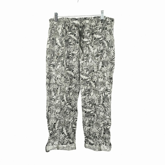 Rio Palm Pants - Palm Rio Plus Size 1X Tropical Palm Leaf Cargo Pants‎ Elastic Waist Olive Green